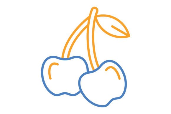 Cherry Blue & Orange Line Icon: Your Go-To Design Asset