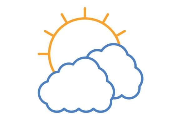 Clouds and Sun Blue & Orange Line Icon: A Designer's Guide