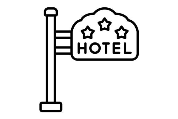 Hotel Sign Outline Icon: Clean, Versatile Design Asset