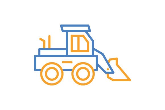 Loader Truck Blue & Orange Line Icon: A Practical Asset for Modern Design
