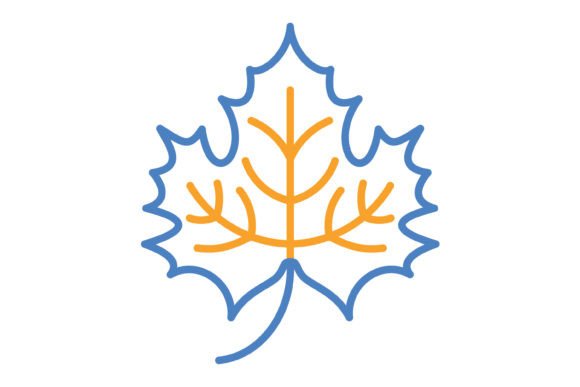 Maple Leaf Blue & Orange Line Icon: A Versatile Design Asset