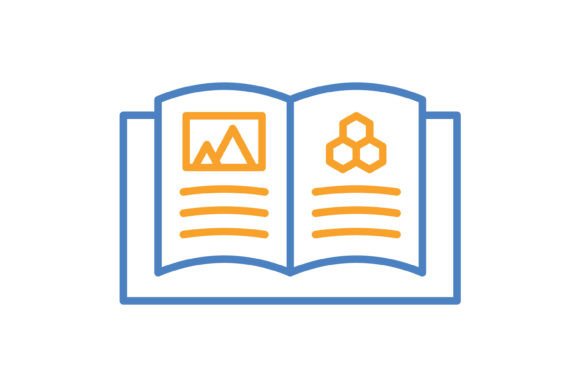 Open Book Blue & Orange Line Icon: Your Creative Blueprint