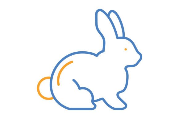 Rabbit Blue & Orange Line Icon: A Designer's Practical Asset