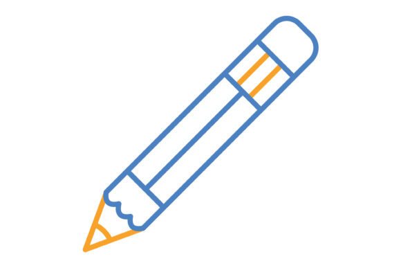 Sharpen Your Design: Pencil Blue & Orange Line Icon