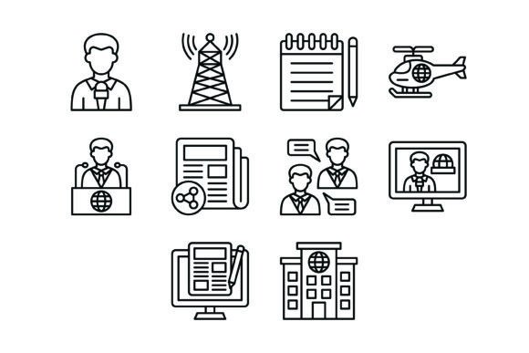 Streamline Your Newsroom: The 10 Journalism Outline Icons Bundle