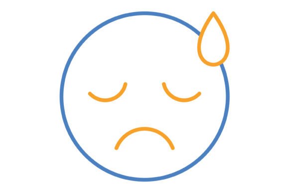 Upset Emoji Blue & Orange Line Icon: A Versatile Design Asset