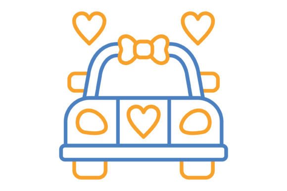 Wedding Car Blue & Orange Line Icon: A Versatile Design Asset