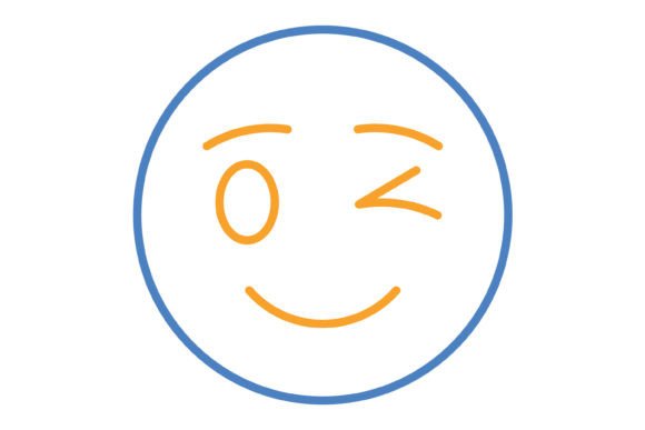 Wink Emoji Blue & Orange Line Icon: A Playful Design Asset